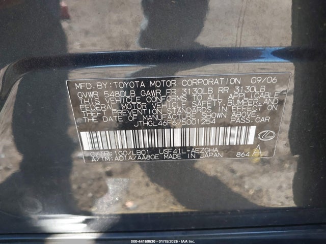 2007 LEXUS LS 460 JTHGL46F675001254 Photo 8