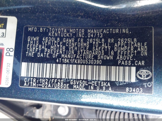 2013 TOYOTA CAMRY 4T1BK1FK8DU530390 Photo 8