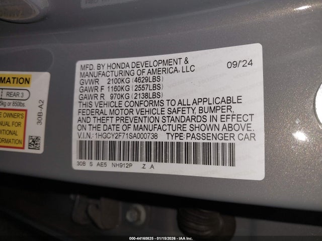 1HGCY2F71SA000738 Honda Accord Hybrid Sport-l