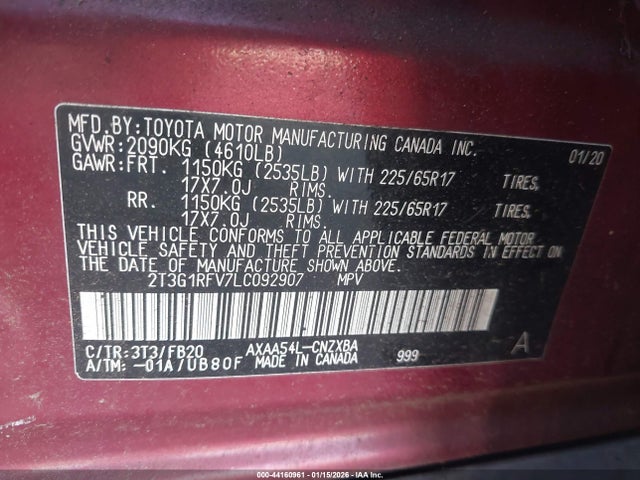 Toyota RAV4 LE 2020 2T3G1RFV7LC092907 Image 9