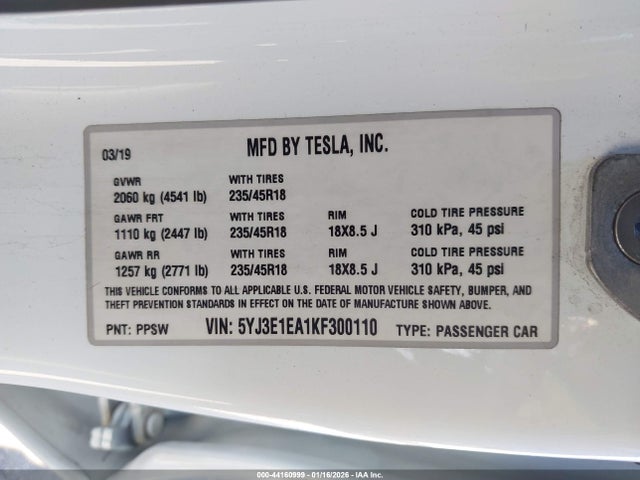 2019 TESLA MODEL 3 5YJ3E1EA1KF300110 Photo 8