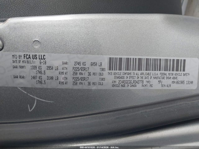 2C4RDGEG6JR342778 Dodge Grand Caravan Gt