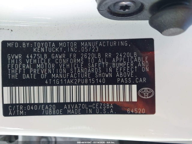 4T1G11AK2PU815140 Toyota CAMRY SE