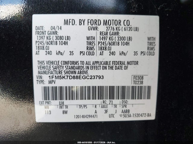 1FM5K7D88EGC23793 Ford EXPLORER XLT