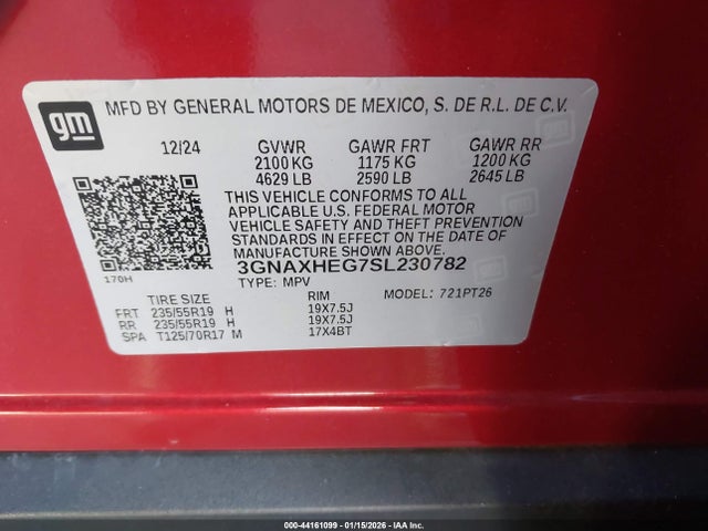 3GNAXHEG7SL230782 Chevrolet Equinox Fwd Lt