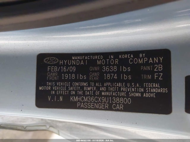 2009 HYUNDAI ACCENT KMHCM36CX9U138800 Photo 8