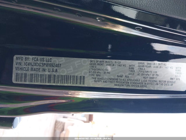 2023 Jeep Wrangler 4-door High Tide 4x4 მანქანა იყიდება აუქციონზე, vin: 1C4HJXDG3PW692407, აუქციონის ნომერი: 44161162
