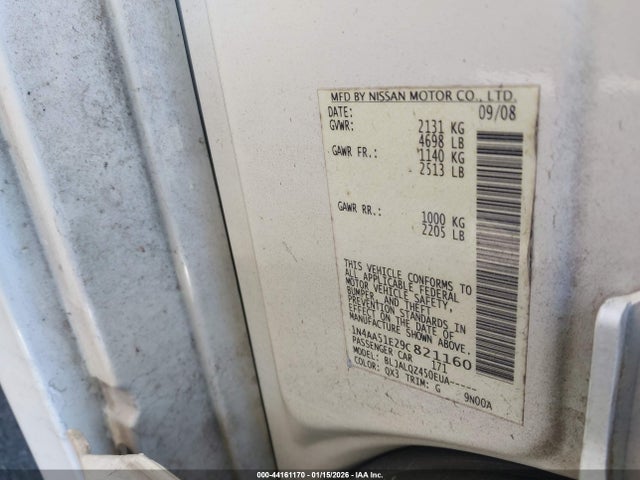 2009 NISSAN MAXIMA 1N4AA51E29C821160 Photo 8