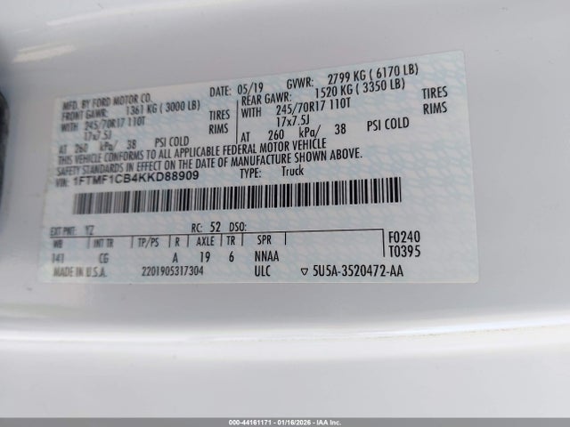 2019 FORD F-150 1FTMF1CB4KKD88909 Photo 8