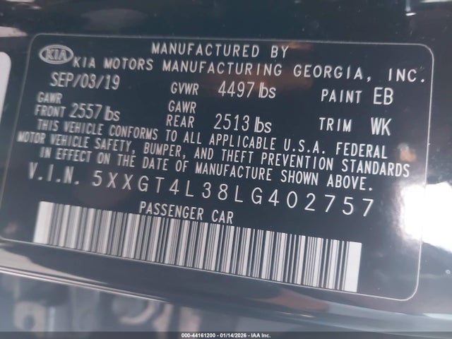 5XXGT4L38LG402757 KIA Optima Lx