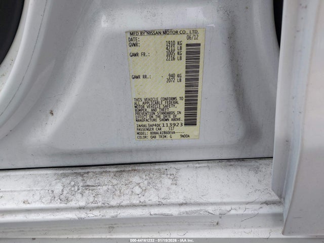 2013 Nissan Altima 2.5 S მანქანა იყიდება აუქციონზე, vin: 1N4AL3AP4DC113923, აუქციონის ნომერი: 44161232