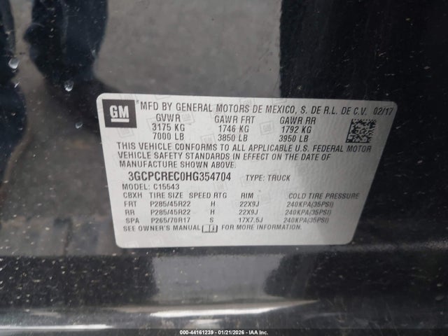 3GCPCREC0HG354704 Chevrolet Silverado 1500 1lt