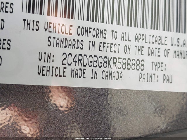 2C4RDGBG8KR586888 Dodge Grand Caravan Se