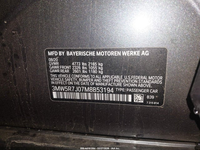 2021 BMW 330I 3MW5R7J07M8B53194 Photo 8