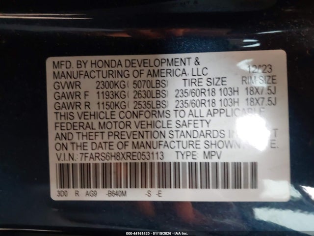 7FARS6H8XRE053113 Honda Cr-v Hybrid Sport-l