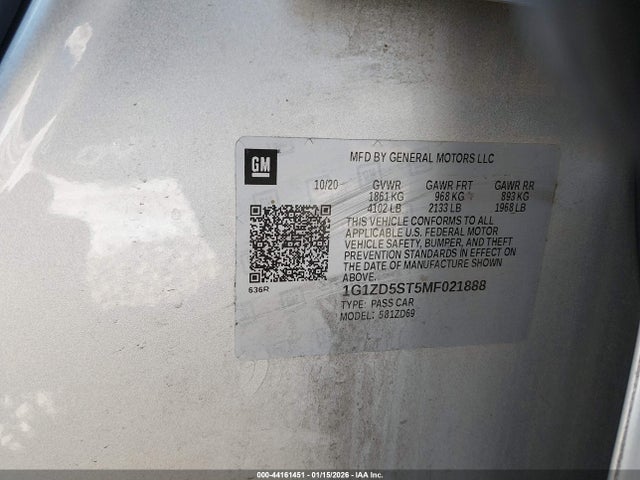 2021 CHEVROLET MALIBU 1G1ZD5ST5MF021888 Photo 8