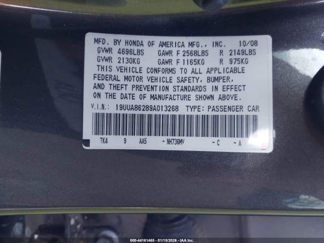 2009 ACURA TL 19UUA86289A013268 Photo 8
