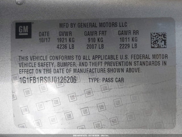 1G1FB1RS0J0126206 Chevrolet Camaro 1lt