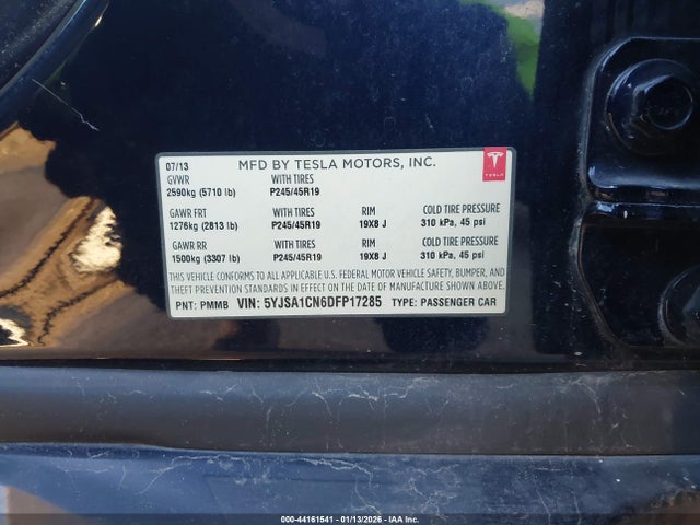 2013 TESLA MODEL S 5YJSA1CN6DFP17285 Photo 8