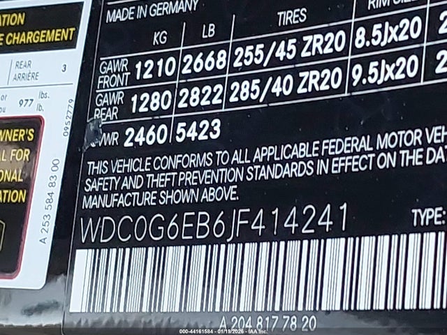 WDC0G6EB6JF414241 Mercedes-Benz Amg Glc 43 4matic