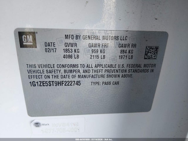 1G1ZE5ST9HF222745 Chevrolet MALIBU 1LT