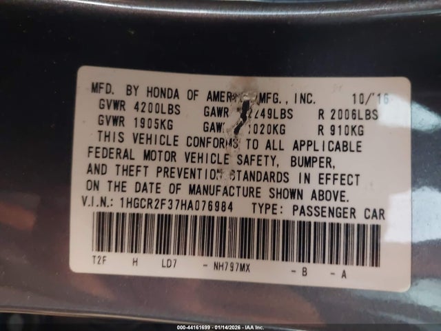1HGCR2F37HA076984 Honda ACCORD LX
