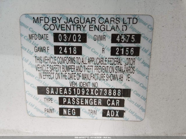 2002 JAGUAR X-TYPE SAJEA51D92XC73888 Photo 8