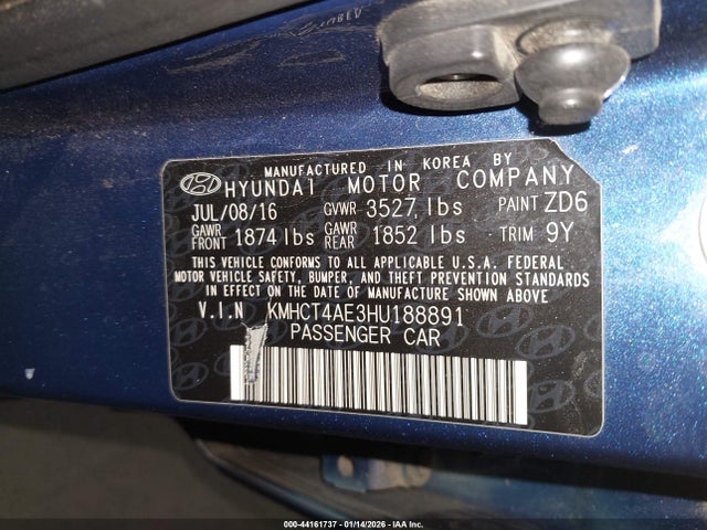 KMHCT4AE3HU188891 Hyundai ACCENT SE