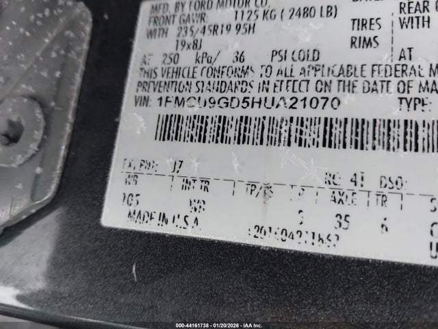 1FMCU9GD5HUA21070 Ford ESCAPE SE