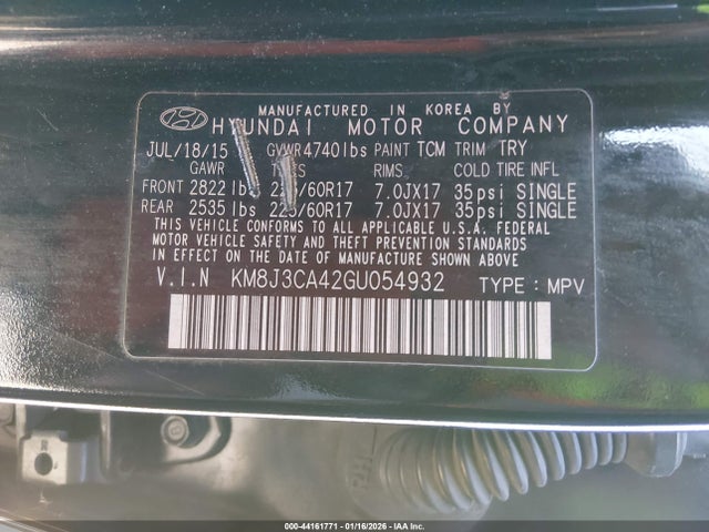 2016 HYUNDAI TUCSON KM8J3CA42GU054932 Photo 8