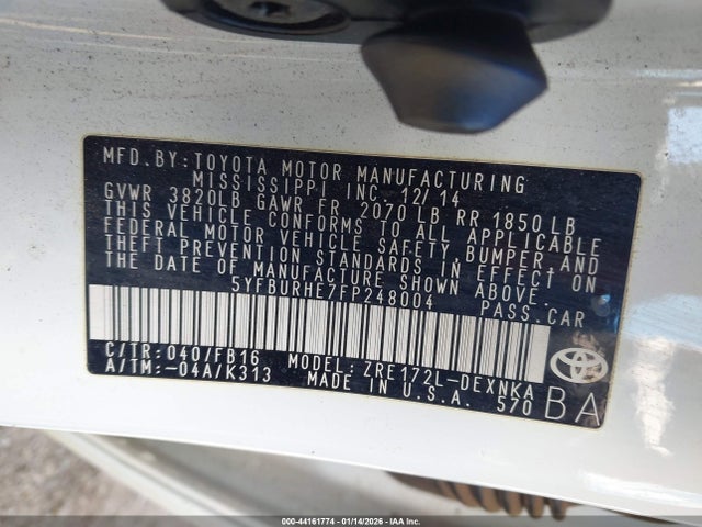 5YFBURHE7FP248004 Toyota Corolla Le/le Plus/le Premium