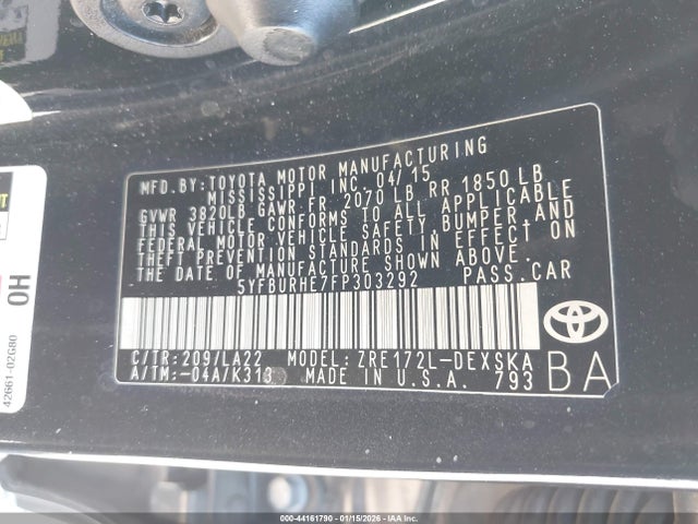 5YFBURHE7FP303292 Toyota Corolla