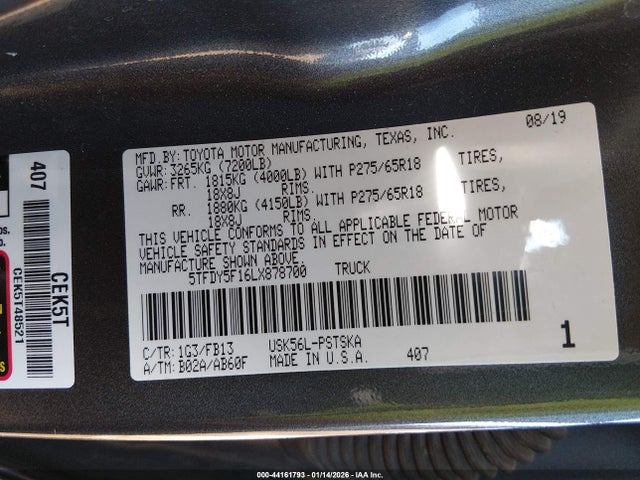 5TFDY5F16LX878700 Toyota Tundra Sr5