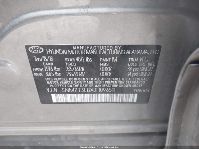 5NMZT3LBXJH096511 Hyundai Santa Fe Sport 2.4l
