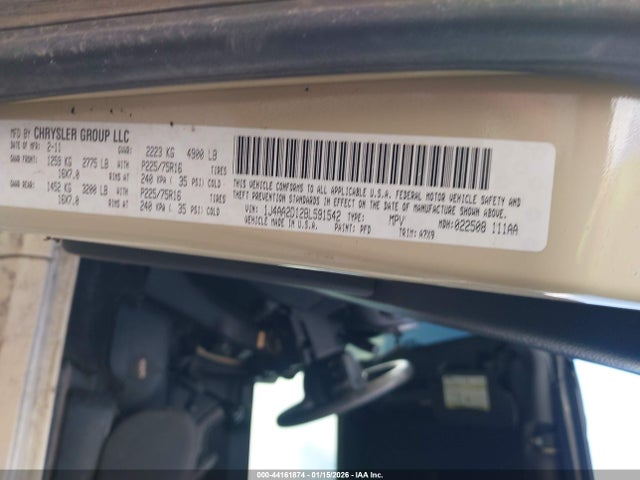 2011 Jeep Wrangler Sport მანქანა იყიდება აუქციონზე, vin: 1J4AA2D12BL591542, აუქციონის ნომერი: 44161874