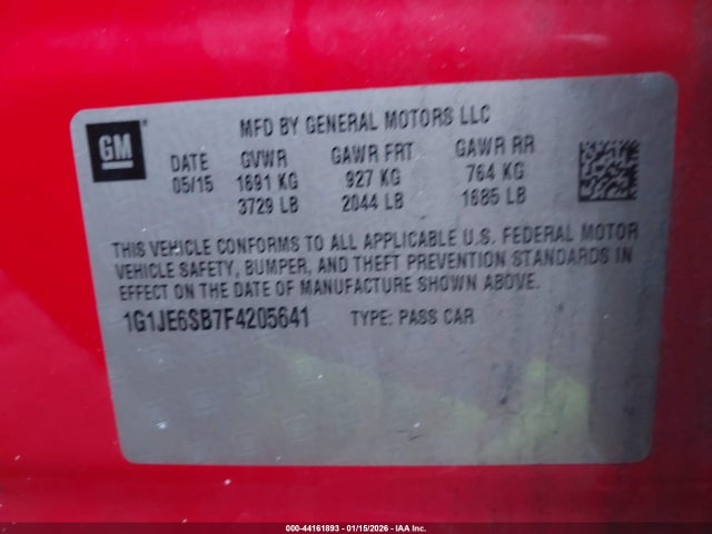 Chevrolet Sonic Ltz Auto 2015 1G1JE6SB7F4205641 Image 9