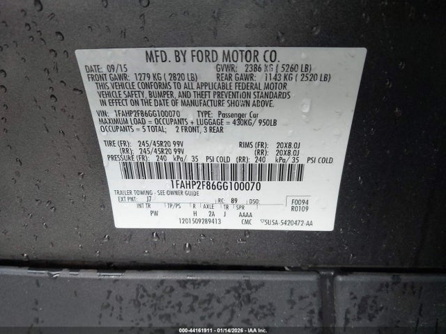 1FAHP2F86GG100070 Ford Taurus Limited