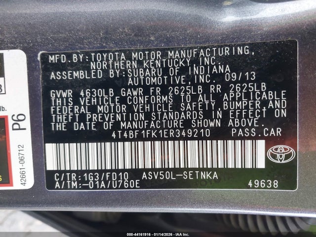 4T4BF1FK1ER349210 Toyota CAMRY LE