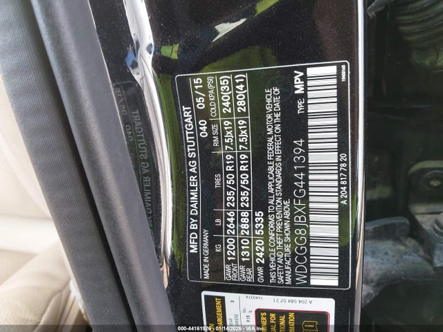 2015 Mercedes-benz Glk 350 4matic მანქანა იყიდება აუქციონზე, vin: WDCGG8JBXFG441394, აუქციონის ნომერი: 44161926