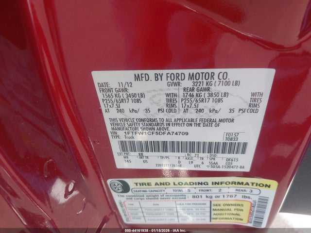 2013 FORD F-150 1FTFW1CF5DFA74709 Photo 8