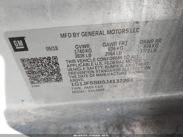 1G1JF5SB5J4132284 Chevrolet Sonic Premier Auto