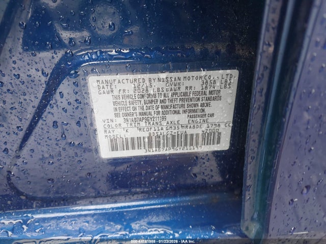 44161988 :رقم المزاد ، 3N1AB7AP9GY211199 vin ، 2016 Nissan Sentra Sl مزاد بيع