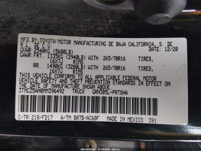 3TMCZ5AN0MM396492 Toyota Tacoma Trd Off-road
