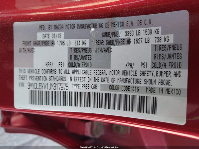 3MYDLBYV1JY317976 Toyota YARIS IA