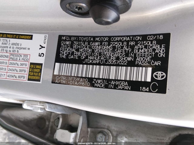 JTDKARFU1J3057022 Toyota Prius Three