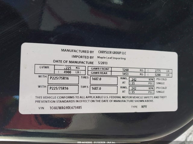 Aukcja sprzedaży 2013 Jeep Wrangler Sport, vin: 1C4AJWAG4DL664855, numer aukcji: 44162085
