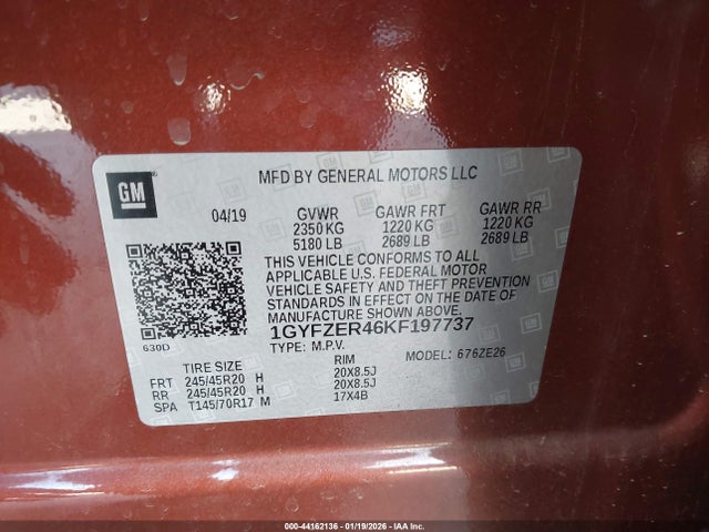 Aukcja sprzedaży 2019 Cadillac Xt4 Sport, vin: 1GYFZER46KF197737, numer aukcji: 44162136