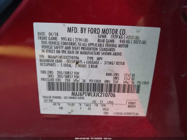 MAJ6P1WLXJC210706 Ford Ecosport Titanium