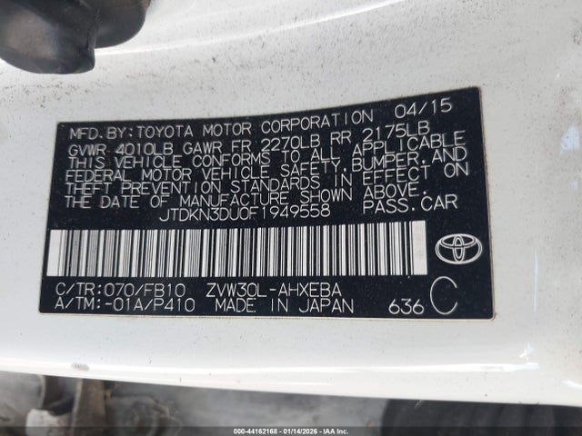 Toyota Prius Two 2015 JTDKN3DU0F1949558 Image 9