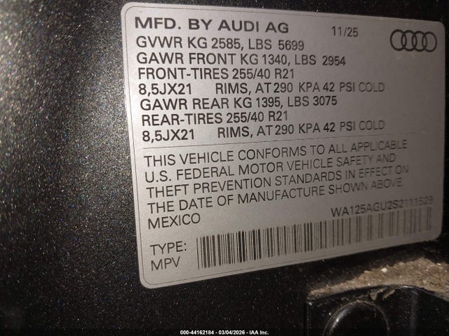 WA125AGU2S2111529 Audi All-new Sq5 Premium Plus Tfsi Quattro S Tronic